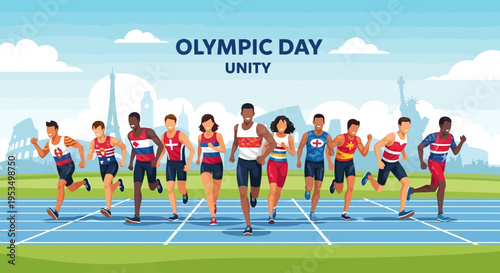 Runners in Different Colored Uniforms Sprinting.