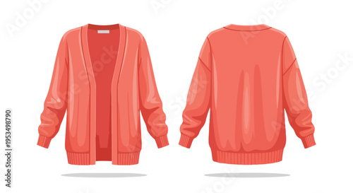 Stylish coral knit cardigan with open front design perfect for versatile layering