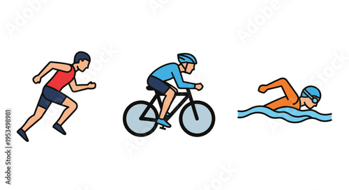 Triathlon athletes in different sports.