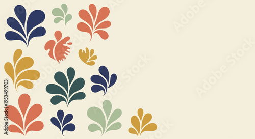 Abstract Floral Shapes Pattern in Earthy Tones.