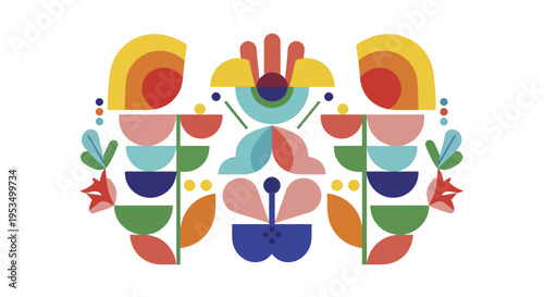 Abstract Geometric Floral Pattern Design.