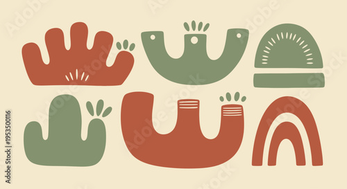 Abstract Organic Shapes Mid Century Modern Style.