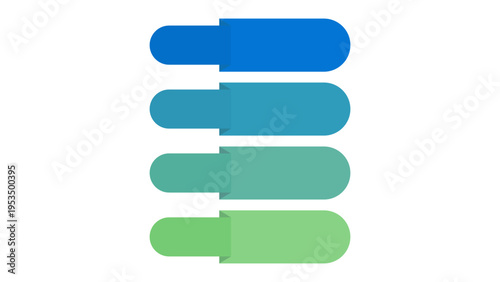 A colorful vector graphic of four horizontal bars in blue and green hues