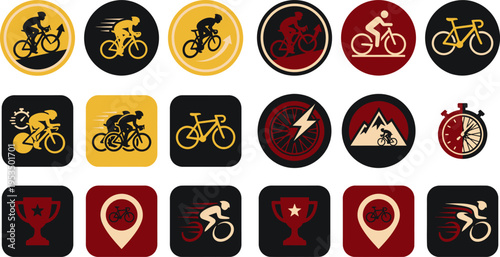 Cycling icons set