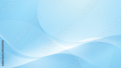 Abstract elegant light blue smooth curves background with soft flowing waves, and fluid modern motion.
