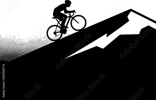 Professional Cyclist Riding Up a Mountain During Tour de France