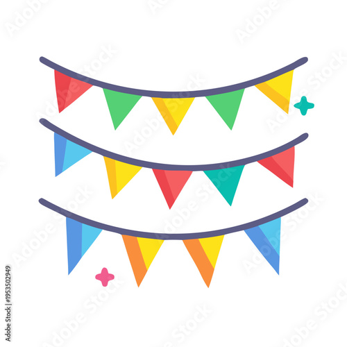 Party flags garland icon colorful festive decoration vector illustration