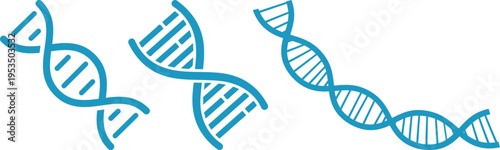 DNA helix icon set collection, genetics and molecular biology symbols, genome structure vector icons, biotechnology research, science laboratory, medical and scientific illustration pack.