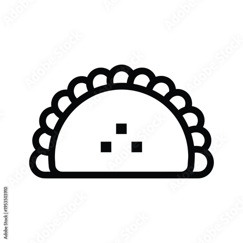 Pierogi icon: simple line art of a filled dumpling with crimped edges