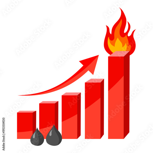 Rising Oil Price Crisis Inflation Energy Market Growth Chart Illustration
