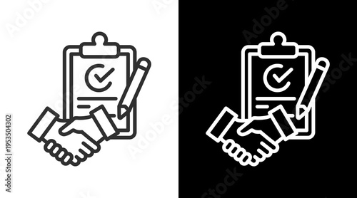Contract White Icon Set Vector 