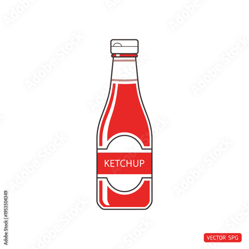 Red Ketchup Bottle Icon Vector Illustration