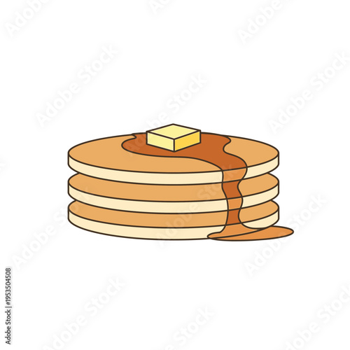Stack of Pancakes with Butter and Syrup - Delicious Breakfast Food Illustration