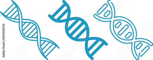 DNA helix icon set collection, genetics and molecular biology symbols, genome structure vector icons, biotechnology research, science laboratory, medical and scientific illustration pack.