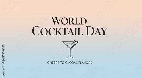 World cocktail day celebration with colorful gradient background and martini glass icon