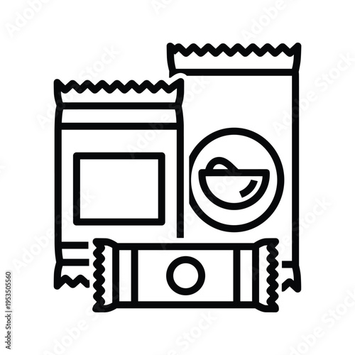 Food Packaging Icons: Snacks, Bars, and Packets