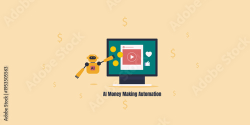 AI bot create content and manage social media, automated monetization model, delivering revenue growth.