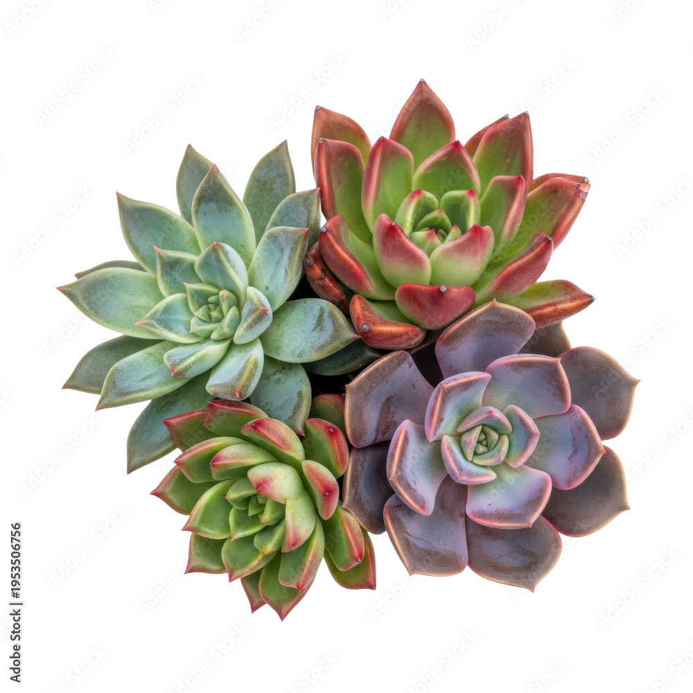 Fototapeta premium A vibrant arrangement of succulents on transparent background