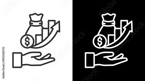 Investment White Icon Set Vector 