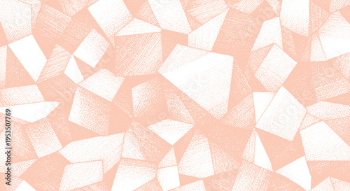 Abstract peach and white irregular shapes with textured dots and lines