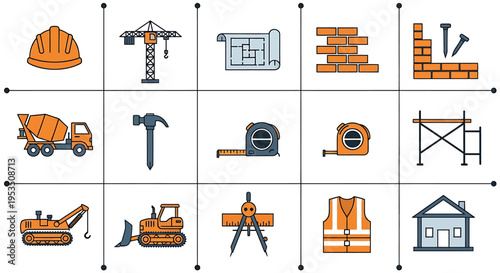 Construction icons for projects and presentations