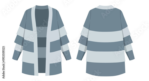 Stylish flat illustration of a contemporary striped cardigan for modern fashion design resources