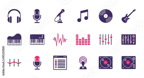 Music icons for creative projects and presentations