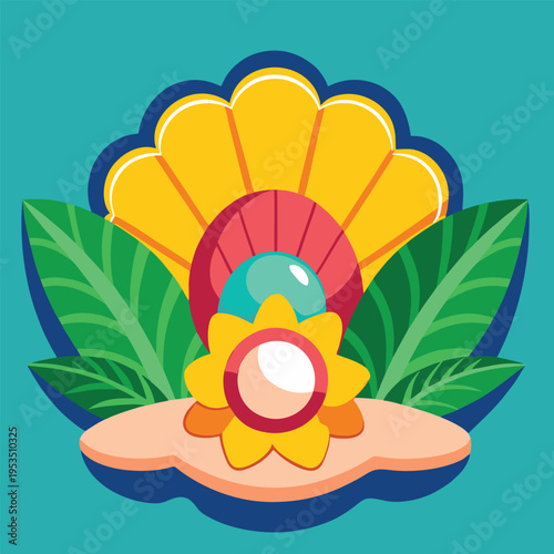 logo design vector icon illustration tropical themed seashell