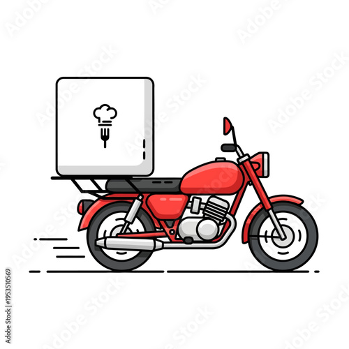 Red food delivery motorcycle courier vector icon