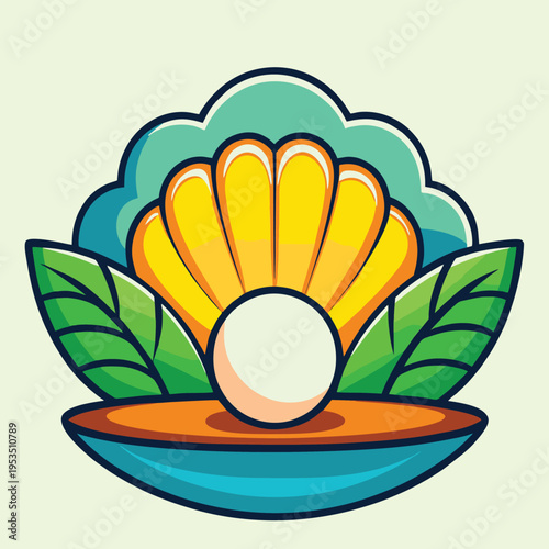 logo design vector icon illustration tropical themed seashell