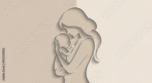Mother Holding Her Baby In A Heartwarming Silhouette, A Symbol of Unconditional Love and Nurturing Connection