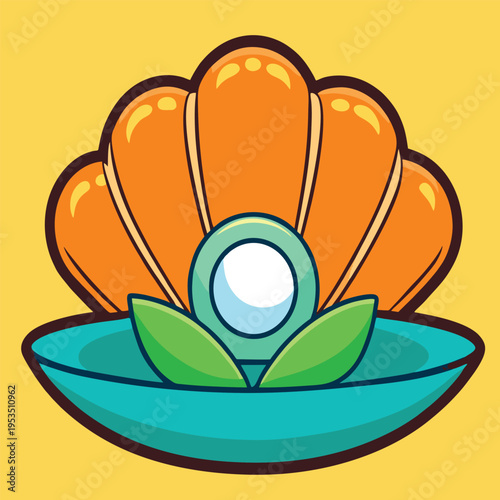 logo design vector icon illustration tropical themed seashell