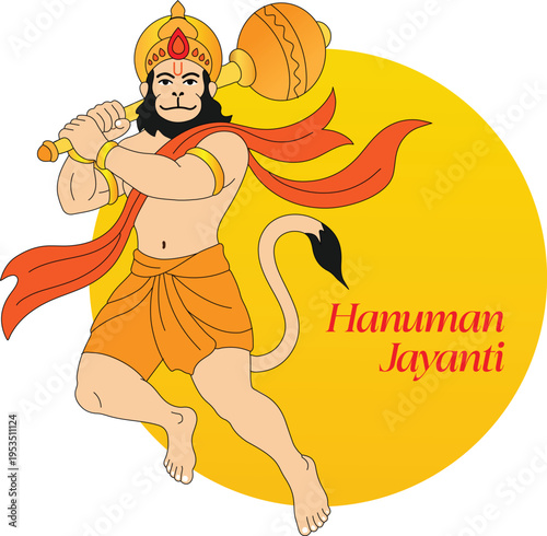 Lord Hanuman Jayanti Illustration with Gada
