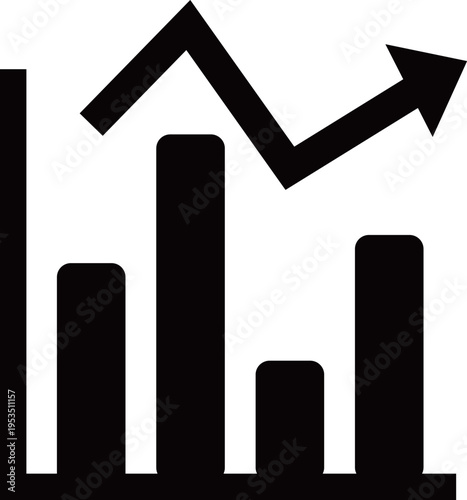 変動する棒グラフのアイコン　黒