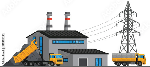 Industrial power plant with heavy machinery generating electricity