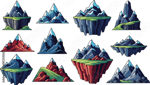 Fantasy floating island gaming asset concept landscapes