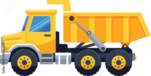 Bright yellow dump truck for construction work