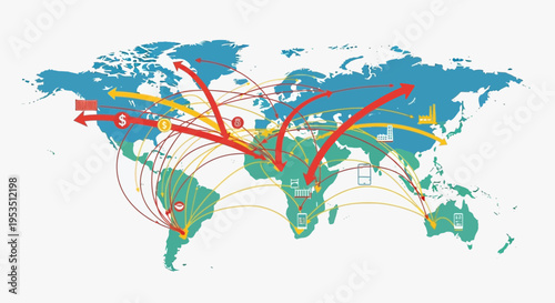 Global Trade Routes and Logistics Network Map