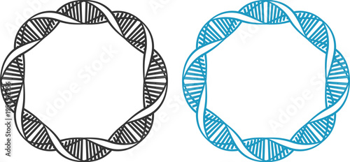 DNA helix icon set collection, genetics and molecular biology symbols, genome structure vector icons, biotechnology research, science laboratory, medical and scientific illustration pack.