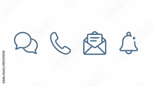 Set of communication icons on white background.