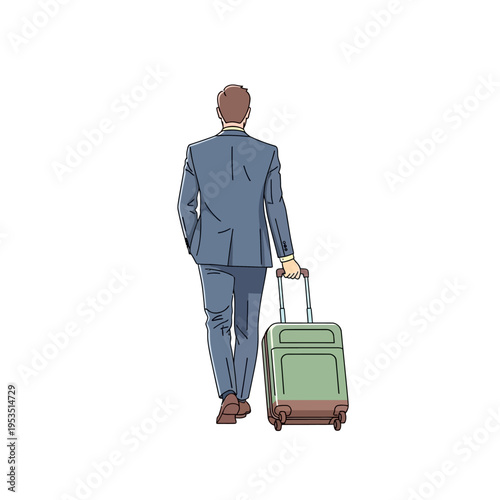Businessman walking with suitcase, travel and business trip concept
