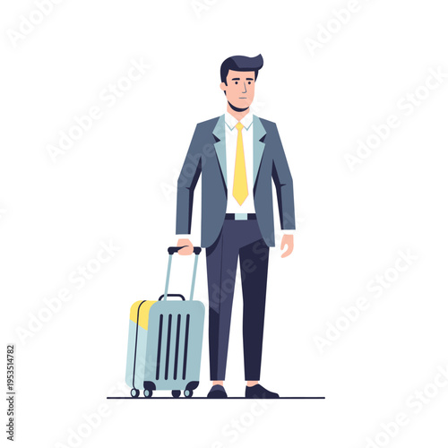 Businessman with Suitcase Ready for Travel and Business Trip