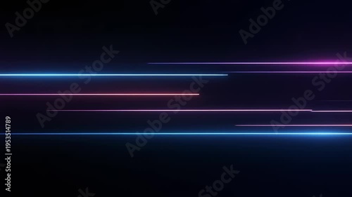 Dynamic futuristic abstract background with vibrant blue and pink neon light streaks, symbolizing high-speed data transfer and digital energy across a dark virtual space