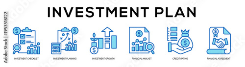 blue - Investment Plan web banner vector illustration concept