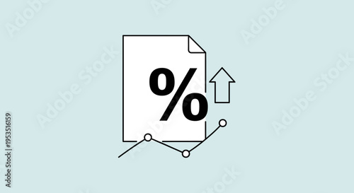 Percentage Symbol on Document with Upward Trend Arrow and Graph