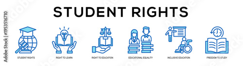 blue - Student Rights web banner vector illustration concept