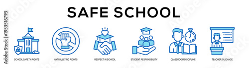 blue - Safe School web banner vector illustration concept