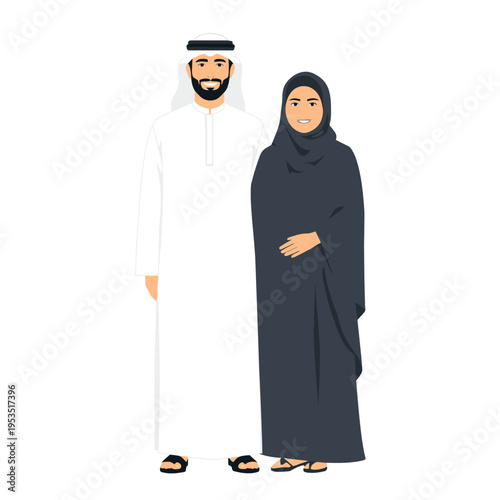 Saudi Arabian Arab businessman with traditional clothing and fashion elements