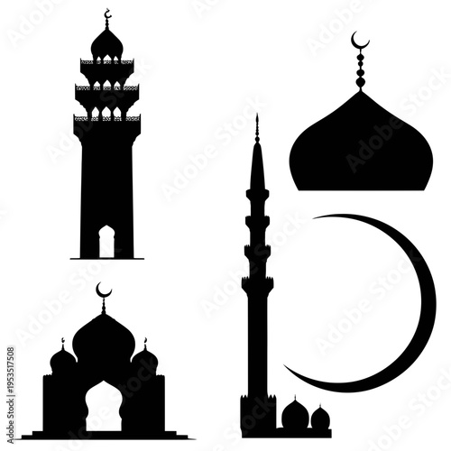 Taj Mahal Vector Silhouette Mosque Dome Landmark Architecture Travel India