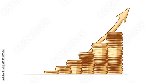 Wooden ladder and business graph showing growth and success concept